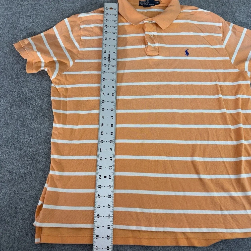 Polo‎ Ralph Lauren Shirt Mens Polo Xxl Short Sleeve Orange Classic Fit Striped